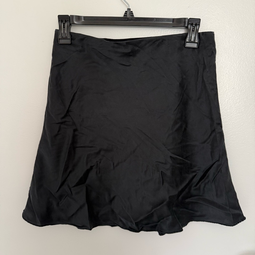 Quince Black Mini Silk Skirt